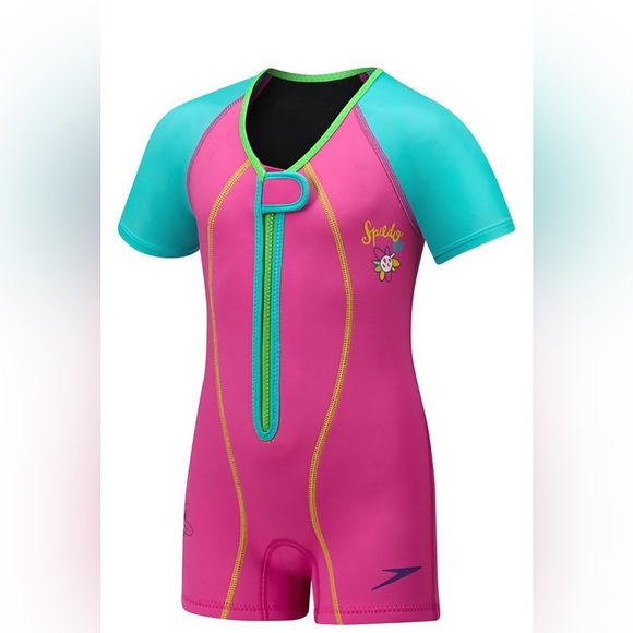 Speedo Kids UV Learn to Swim Thermal Suit Pink - Picture 2 of 10